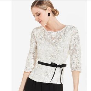 Alex Evenings Women's Ivory Gold Sequin Blouse Shirt